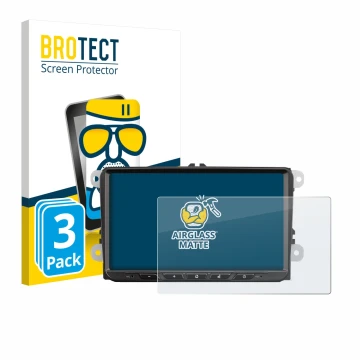 Vorderseite einer Produktverpackung mit dem Markenlogo BROTECT. Daneben ist das Gerät Zenec Z-E2065 mit dem zugehörigen Displa