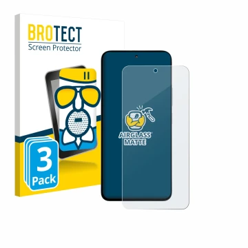 Vorderseite einer Produktverpackung mit dem Markenlogo BROTECT. Daneben ist das Gerät Xiaomi Poco M7 Plus mit dem zugehörigen 