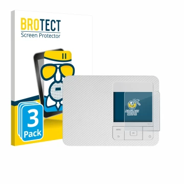 Vorderseite einer Produktverpackung mit dem Markenlogo BROTECT. Daneben ist das Gerät Canon Selphy CP1500 Mini mit dem zugehör