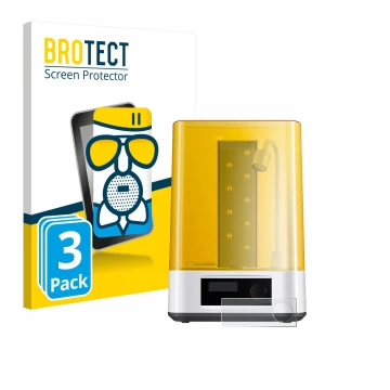 Vorderseite einer Produktverpackung mit dem Markenlogo BROTECT. Daneben ist das Gerät Anycubic Wash & Cure 3 mit dem zugehörig