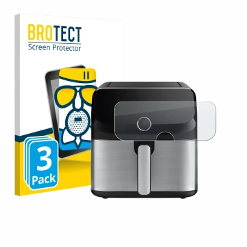 Vorderseite einer Produktverpackung mit dem Markenlogo BROTECT. Daneben ist das Gerät Tefal Easy Fry Mega mit dem zugehörigen 
