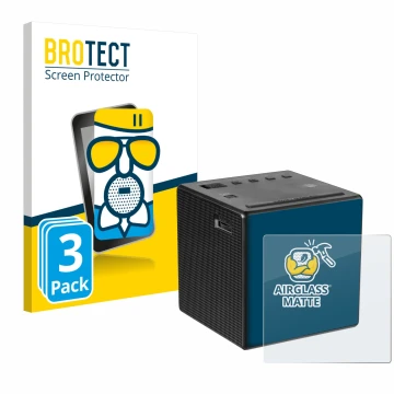 Vorderseite einer Produktverpackung mit dem Markenlogo BROTECT. Daneben ist das Gerät Sony ICF-C1 mit dem zugehörigen Displays