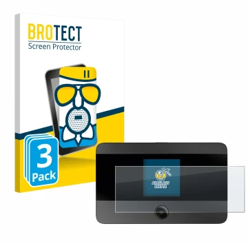 Vorderseite einer Produktverpackung mit dem Markenlogo BROTECT. Daneben ist das Gerät TP-Link M7350 mit dem zugehörigen Displa