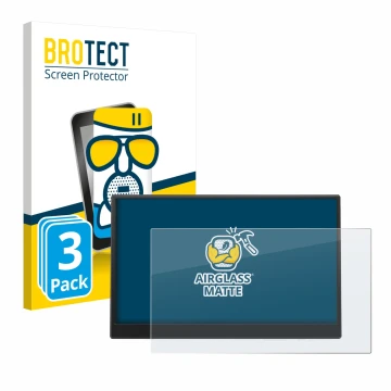 Vorderseite einer Produktverpackung mit dem Markenlogo BROTECT. Daneben ist das Gerät Azeyou PM1506S 15.6