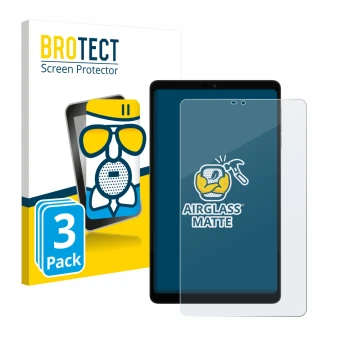 Vorderseite einer Produktverpackung mit dem Markenlogo BROTECT. Daneben ist das Gerät Alldocube iPlay 60 mini mit dem zugehöri