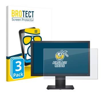 Vorderseite einer Produktverpackung mit dem Markenlogo BROTECT. Daneben ist das Gerät Dell E1920H mit dem zugehörigen Displays