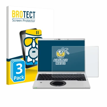 Vorderseite einer Produktverpackung mit dem Markenlogo BROTECT. Daneben ist das Gerät Panasonic CF-FV3 mit dem zugehörigen Dis