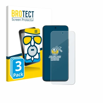 Vorderseite einer Produktverpackung mit dem Markenlogo BROTECT. Daneben ist das Gerät realme C85 4G mit dem zugehörigen Displa