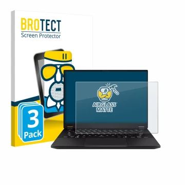 Vorderseite einer Produktverpackung mit dem Markenlogo BROTECT. Daneben ist das Gerät ASUS TUF Gaming A14 mit dem zugehörigen 