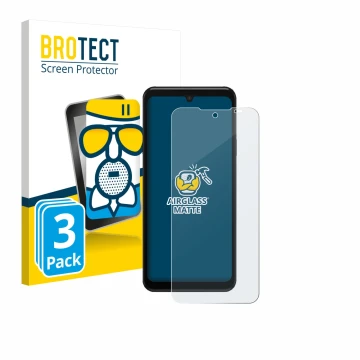 Vorderseite einer Produktverpackung mit dem Markenlogo BROTECT. Daneben ist das Gerät Sunmi M3 mit dem zugehörigen Displayschu