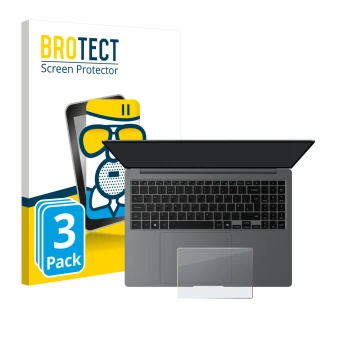 Vorderseite einer Produktverpackung mit dem Markenlogo BROTECT. Daneben ist das Gerät Samsung Galaxy Book5 Pro 16