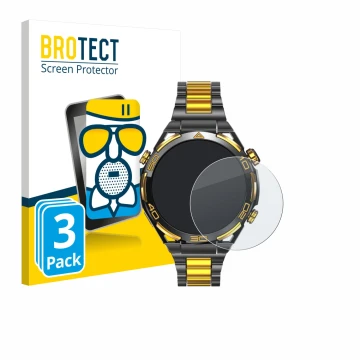 Vorderseite einer Produktverpackung mit dem Markenlogo BROTECT. Daneben ist das Gerät Blackview W90 Pro mit dem zugehörigen Di