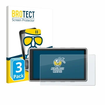 Vorderseite einer Produktverpackung mit dem Markenlogo BROTECT. Daneben ist das Gerät DJI Ronin 4D mit dem zugehörigen Display