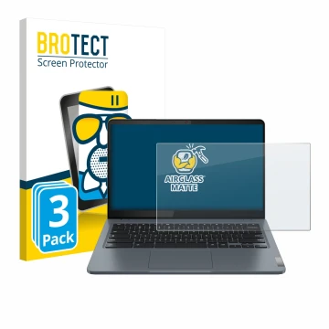 Vorderseite einer Produktverpackung mit dem Markenlogo BROTECT. Daneben ist das Gerät Lenovo IdeaPad Slim 3i Chromebook Plus G