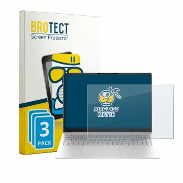 Vorderseite einer Produktverpackung mit dem Markenlogo BROTECT. Daneben ist das Gerät HP OmniBook 3 16 16-bw0750ng mit dem zug