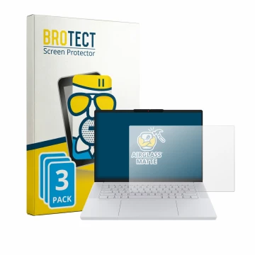 Vorderseite einer Produktverpackung mit dem Markenlogo BROTECT. Daneben ist das Gerät Lenovo Googlebook 15 mit dem zugehörigen