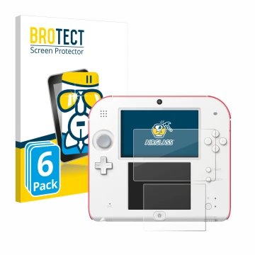 Vorderseite einer Produktverpackung mit dem Markenlogo BROTECT. Daneben ist das Gerät Nintendo 2DS mit dem zugehörigen Display