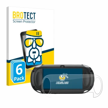 Vorderseite einer Produktverpackung mit dem Markenlogo BROTECT. Daneben ist das Gerät Sony Playstation PCH-1000-Serie PS Vita 