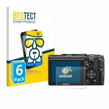 Vorderseite einer Produktverpackung mit dem Markenlogo BROTECT. Daneben ist das Gerät Ricoh GR II 2015 mit dem zugehörigen Dis