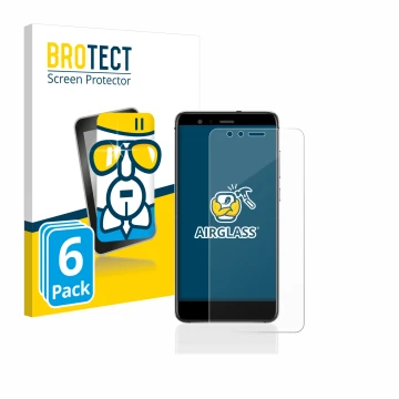 Vorderseite einer Produktverpackung mit dem Markenlogo BROTECT. Daneben ist das Gerät Huawei P10 Lite mit dem zugehörigen Disp