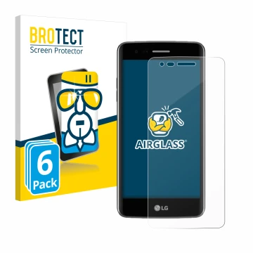 Vorderseite einer Produktverpackung mit dem Markenlogo BROTECT. Daneben ist das Gerät LG K8 2017 mit dem zugehörigen Displaysc