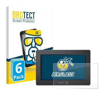 Vorderseite einer Produktverpackung mit dem Markenlogo BROTECT. Daneben ist das Gerät Blackmagic Design Video Assist (5.0) mit