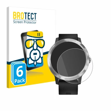 Vorderseite einer Produktverpackung mit dem Markenlogo BROTECT. Daneben ist das Gerät Garmin vivoactive 3 mit dem zugehörigen 