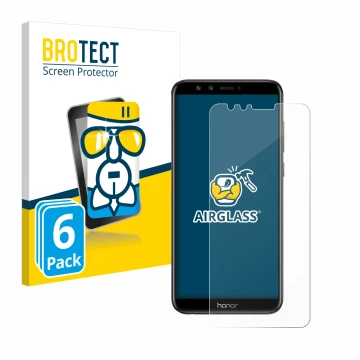 Vorderseite einer Produktverpackung mit dem Markenlogo BROTECT. Daneben ist das Gerät Honor 9 Lite mit dem zugehörigen Display