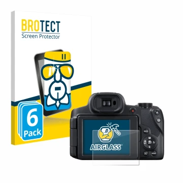 Vorderseite einer Produktverpackung mit dem Markenlogo BROTECT. Daneben ist das Gerät Canon PowerShot SX70 HS mit dem zugehöri