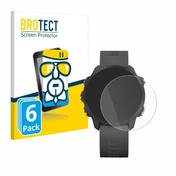 Vorderseite einer Produktverpackung mit dem Markenlogo BROTECT. Daneben ist das Gerät Garmin Forerunner 245 Music mit dem zuge