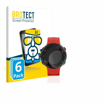 Vorderseite einer Produktverpackung mit dem Markenlogo BROTECT. Daneben ist das Gerät Garmin Forerunner 45 mit dem zugehörigen