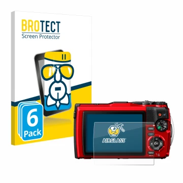 Vorderseite einer Produktverpackung mit dem Markenlogo BROTECT. Daneben ist das Gerät Olympus Tough TG-6 mit dem zugehörigen D