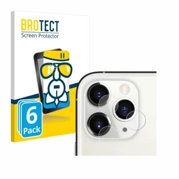 Vorderseite einer Produktverpackung mit dem Markenlogo BROTECT. Daneben ist das Gerät Apple iPhone 11 Pro (NUR Kameraschutz) m