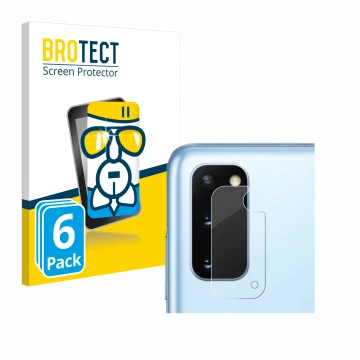 Vorderseite einer Produktverpackung mit dem Markenlogo BROTECT. Daneben ist das Gerät Samsung Galaxy S20 (NUR Kameraschutz) mi