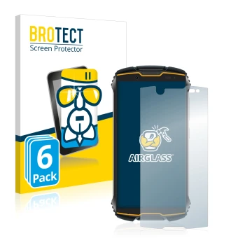 Vorderseite einer Produktverpackung mit dem Markenlogo BROTECT. Daneben ist das Gerät Cubot King Kong Mini mit dem zugehörigen