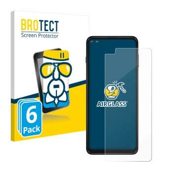 Vorderseite einer Produktverpackung mit dem Markenlogo BROTECT. Daneben ist das Gerät Motorola Moto G 5G Plus mit dem zugehöri