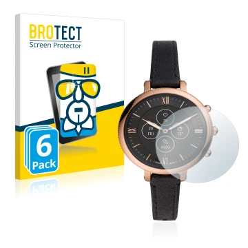 Vorderseite einer Produktverpackung mit dem Markenlogo BROTECT. Daneben ist das Gerät Fossil Monroe Hybrid HR mit dem zugehöri