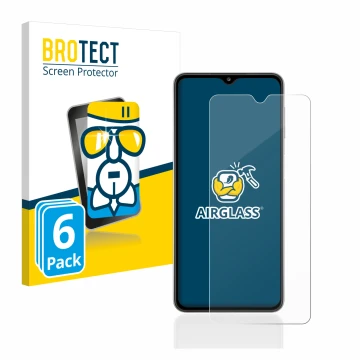 Vorderseite einer Produktverpackung mit dem Markenlogo BROTECT. Daneben ist das Gerät Samsung Galaxy A32 5G mit dem zugehörige