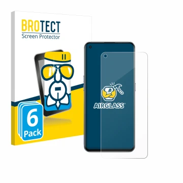 Vorderseite einer Produktverpackung mit dem Markenlogo BROTECT. Daneben ist das Gerät realme GT 5G mit dem zugehörigen Display