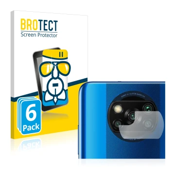 Vorderseite einer Produktverpackung mit dem Markenlogo BROTECT. Daneben ist das Gerät Xiaomi Poco X3 Pro (NUR Kameraschutz) mi