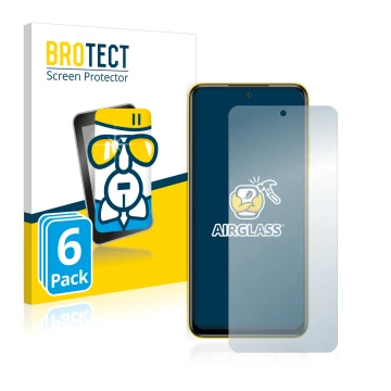 Vorderseite einer Produktverpackung mit dem Markenlogo BROTECT. Daneben ist das Gerät Xiaomi Poco M3 Pro 5G mit dem zugehörige
