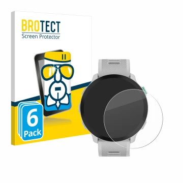 Vorderseite einer Produktverpackung mit dem Markenlogo BROTECT. Daneben ist das Gerät Garmin Forerunner 55 mit dem zugehörigen