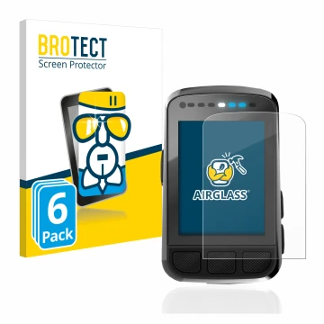 Vorderseite einer Produktverpackung mit dem Markenlogo BROTECT. Daneben ist das Gerät Wahoo Elemnt Bolt V2 GPS mit dem zugehör