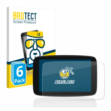 Vorderseite einer Produktverpackung mit dem Markenlogo BROTECT. Daneben ist das Gerät TomTom Go Expert 7