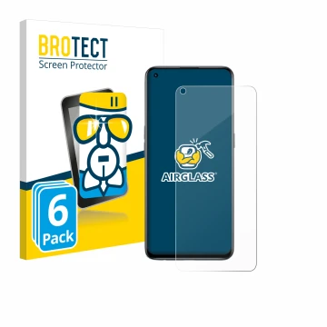 Vorderseite einer Produktverpackung mit dem Markenlogo BROTECT. Daneben ist das Gerät realme GT Master Edition mit dem zugehör