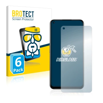 Vorderseite einer Produktverpackung mit dem Markenlogo BROTECT. Daneben ist das Gerät realme 8i mit dem zugehörigen Displaysch