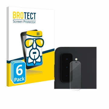 Vorderseite einer Produktverpackung mit dem Markenlogo BROTECT. Daneben ist das Gerät Microsoft Surface Duo 2 (NUR Kameraschut