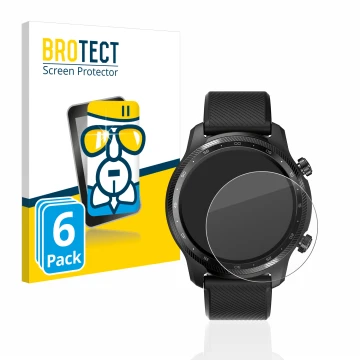 Vorderseite einer Produktverpackung mit dem Markenlogo BROTECT. Daneben ist das Gerät Mobvoi Ticwatch Pro 3 Ultra GPS mit dem 