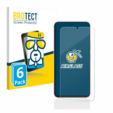 Vorderseite einer Produktverpackung mit dem Markenlogo BROTECT. Daneben ist das Gerät Samsung Galaxy S22 5G mit dem zugehörige