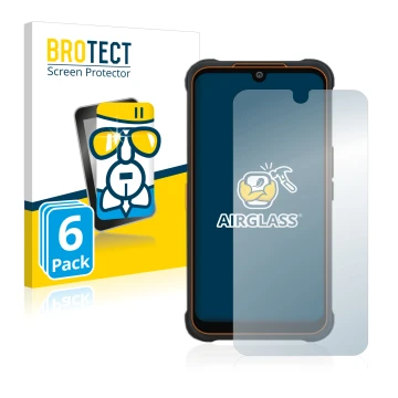 Vorderseite einer Produktverpackung mit dem Markenlogo BROTECT. Daneben ist das Gerät AGM Glory Pro mit dem zugehörigen Displa